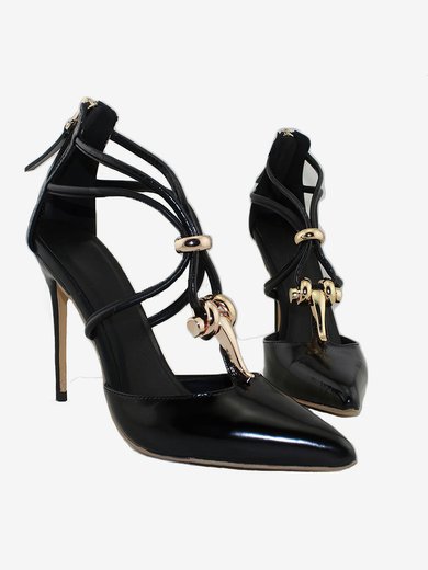 Women's Black Patent Leather Stiletto Heel Pumps #Milly03030679