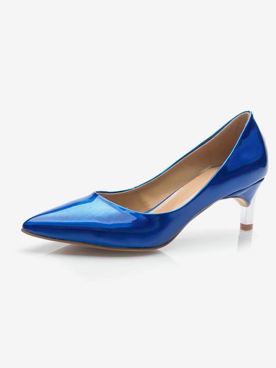 Women's Blue Patent Leather Kitten Heel Pumps #Milly03030692