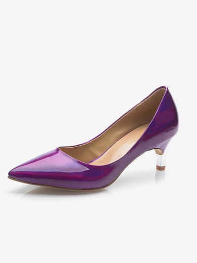 Women's Purple Patent Leather Kitten Heel Pumps #Milly03030693
