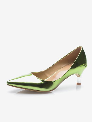 Women's Green Patent Leather Kitten Heel Pumps #Milly03030694