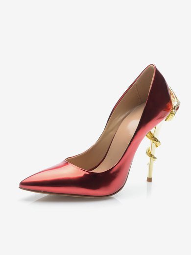 Women's Burgundy Patent Leather Stiletto Heel Pumps #Milly03030696