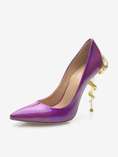 Women's Purple Patent Leather Stiletto Heel Pumps #Milly03030697