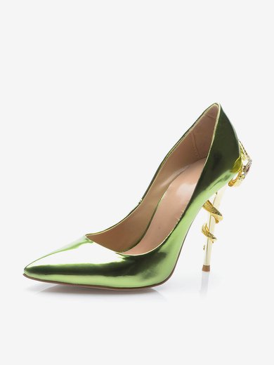 Women's Green Patent Leather Stiletto Heel Pumps #Milly03030699