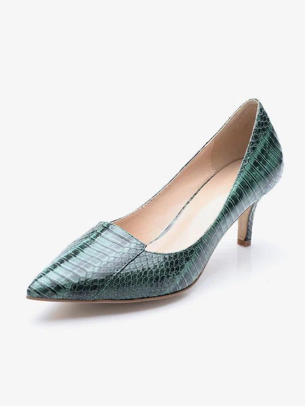 Women's Dark Green Patent Leather Stiletto Heel Pumps #Milly03030701