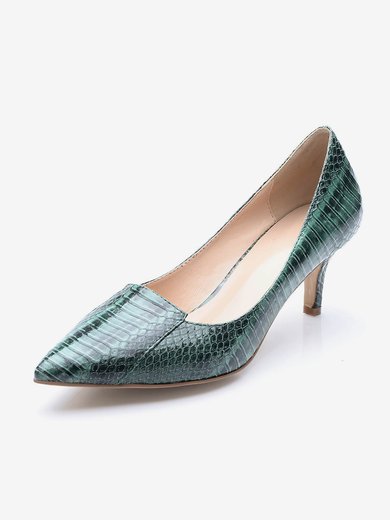 Women's Dark Green Patent Leather Stiletto Heel Pumps #Milly03030701