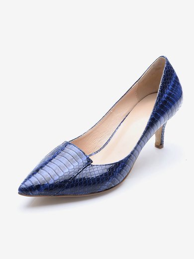 Women's Blue Patent Leather Stiletto Heel Pumps #Milly03030703