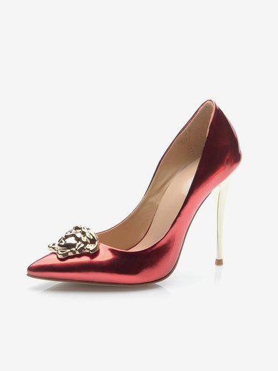 Women's Burgundy Patent Leather Stiletto Heel Pumps #Milly03030704