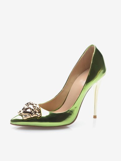 Women's Green Patent Leather Stiletto Heel Pumps #Milly03030705
