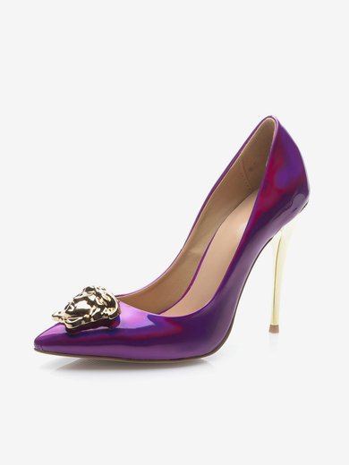 Women's Purple Patent Leather Stiletto Heel Pumps #Milly03030707