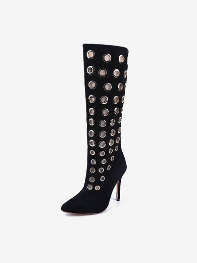 Women's Black Suede Stiletto Heel Pumps #Milly03030715