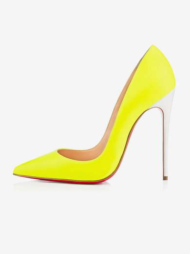 Women's Yellow Patent Leather Stiletto Heel Pumps #Milly03030716