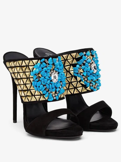 Women's Black Suede Stiletto Heel Pumps #Milly03030720