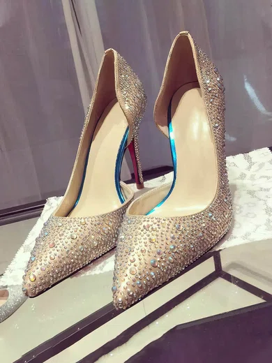 Women's Gold Satin Stiletto Heel Pumps #Milly03030739