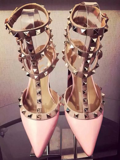 Women's Pink Patent Leather Kitten Heel Pumps #Milly03030744