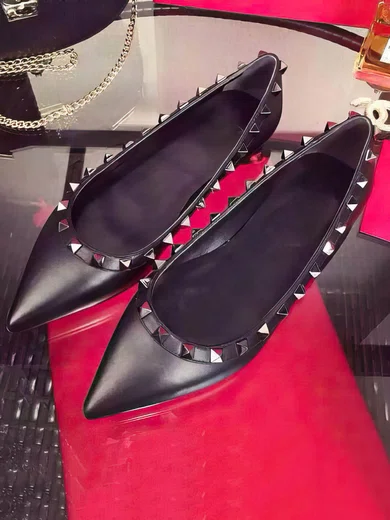 Women's Black Real Leather Flat Heel Flats #Milly03030745