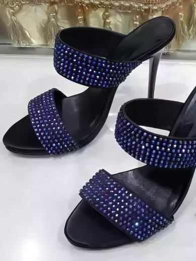 Women's Black Suede Stiletto Heel Sandals #Milly03030763